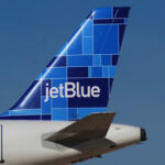 Tail of Jetblue airplane