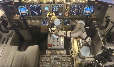 Robot Arm in Airliner Cockpit